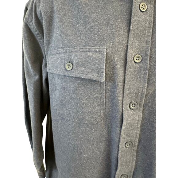 L L Bean Men's Large 0MT03 Heather Blue Flannel Chamois Cloth Soft Outdoor Shirt - Picture 3 of 10